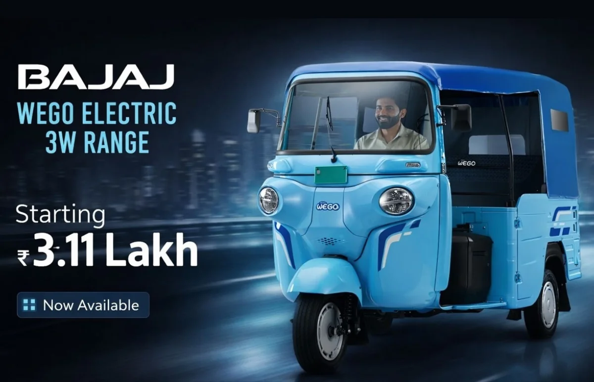 Bajaj Auto has introduced its Wego electric 3-wheeler lineup, starting at a price of Rs 3.11 lakh.